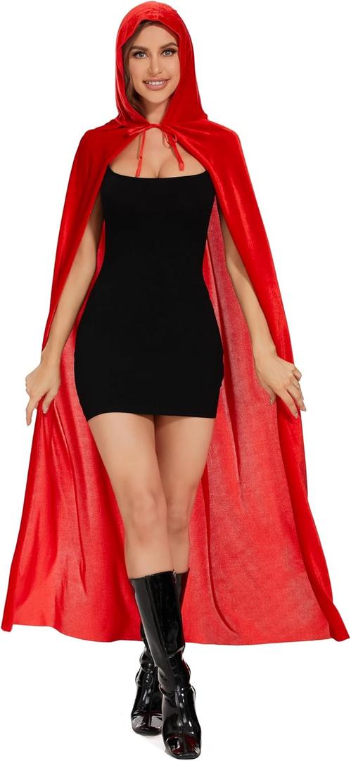 Raven Cape for Women,cloak with Hood Women,red Riding Hood Cape,purple Cape with Hood Raven Cosplay Cape,purple Hooded Cape, Red, L(150cm)