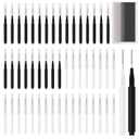 50pcs Brow Lamination Brush Micro Eyebrow Brush with Cap Micro Spoolies for Brow Lamination Portable Mini Spoolies for Eyebrows Extensions Tool, 2 Colors(25 Black+25 White)