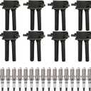 UF504 Ignition Coil Pack 56029129AA and Iridium Spark Plugs Set Of 8 Fit For Ram 1500,2500,3500,4500 2011-2020&Dodge Charger 2005-2020&Jeep Grand Cherokee 2006-2020&Chrysler 300 2005-2020 5.7L 6.4L V8