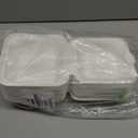 [50 COUNT]Harvest Pack 6 X 6 inch White Compostable Food Hinged Container, Disposable Square Single Compartment Clamshell Takeout to go Box, Eco-Friendly Bagasse Sugarcane, No PFAS Added, New Version