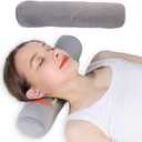 Health Cervical Neck Roll, Comfortable and Highly Resilient Bolster Pillows, Round Neck Pillows Support for Sleeping | Large Size Bolster Pillow for Bed, Legs, Back and Yoga (Grey)