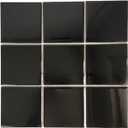 DYARI 4x4 Inch Solid Color Ceramic Wall Tiles High Gloss Finish Square Tiles for Kitchen Backsplash, Bathroom & Shower Vibrant Colors (Black, 9 Tiles (1 Sq Ft))