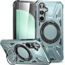 WRJ Case Designed for Samsung Galaxy S25 with Magnetic Kickstand & Screen Protector,14FT Military Grade Drop Protection Multi-Layer Shockproof Protective Cover for S24 6.2 Inch-Green
