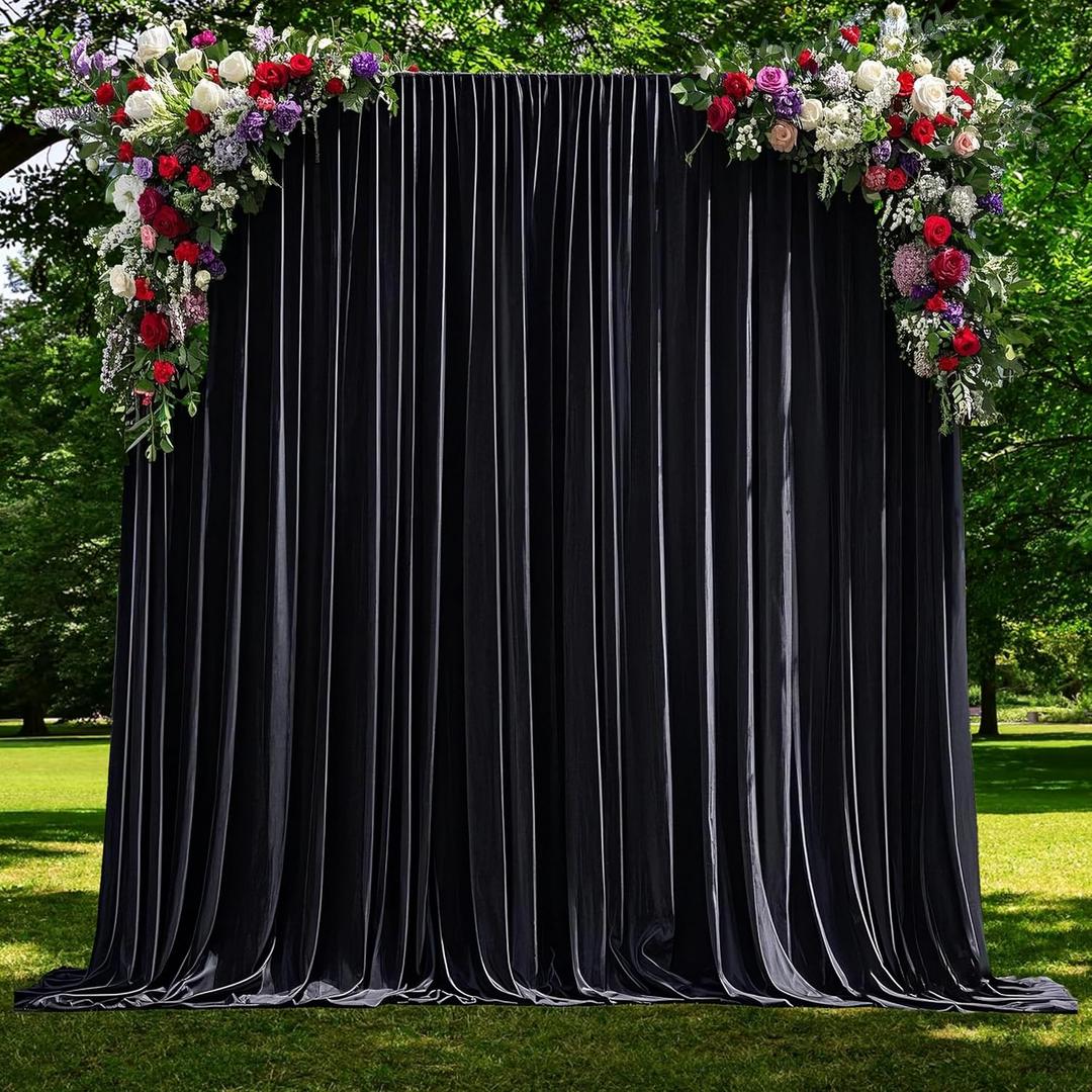Black Backdrop Curtains for Parties Wedding Drapes for Backdrop for Party Baby Showers Birthday Photo Background Curtain 10X10ft