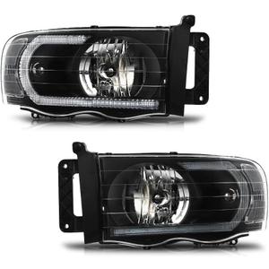 G-PLUS LED Headlights Compatible with Dodge Ram 1500 2002-2005,Fit Dodge Ram 2500 3500 2003-2005 Headlamps Clear Lens Black Housing Clear Reflector Left & Right,faros delanteros Assembly
