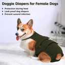 QBLEEV Female Dog Diapers with Adjustable Suspenders – Washable Sanitary Panties for Dogs in Heat or Incontinence, Escape-Proof Reusable Pet Period Underwear Onesie (XS（Back Length:8.7"))