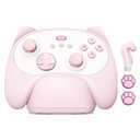 IINE Wireless Controller with Charging Dock  for PC, Switch, Android, iOS, Wireless & Wired Gamepad with Macro, Turbo, 6-Axis Motion, Rumble, Headphone Jack, Ergonomic Controller for Small Hands (Pink)