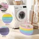Rainbow Woven Baskets Rope Blanket Basket Storage withe Handles for Laundry, Living Room, Nursery, Bedroom (Square Rainbow)