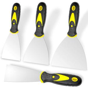 Putty Knife, 4Pcs Spackle Knife Set (2, 3, 4, 5 in), Stainless Steel Paint Scraper, Taping Knife Tool for Repairing Drywall, Removing Wallpaper, Applying Putty, Plaster, Cement, Adhesive
