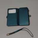 Defencase Compatible with iPhone 17 Pro Case Wallet with RFID Blocking Card Holder for Women and Men, PU Leather Magnetic Snap Flip Zipper Strap Wallet Phone Case for iPhone 17 Pro 6.3", Blue Green