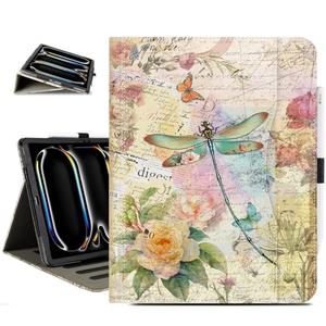 Vimorco for iPad Pro 13 Inch Case, for iPad Air 13 Inch Case, Fit for iPad Pro 12.9 Cases 6th/5th/4th/3rd Generation 5 Stand Angles/Typing Stand/Pencil Holder/Card Pockets, Dragonfly Flower