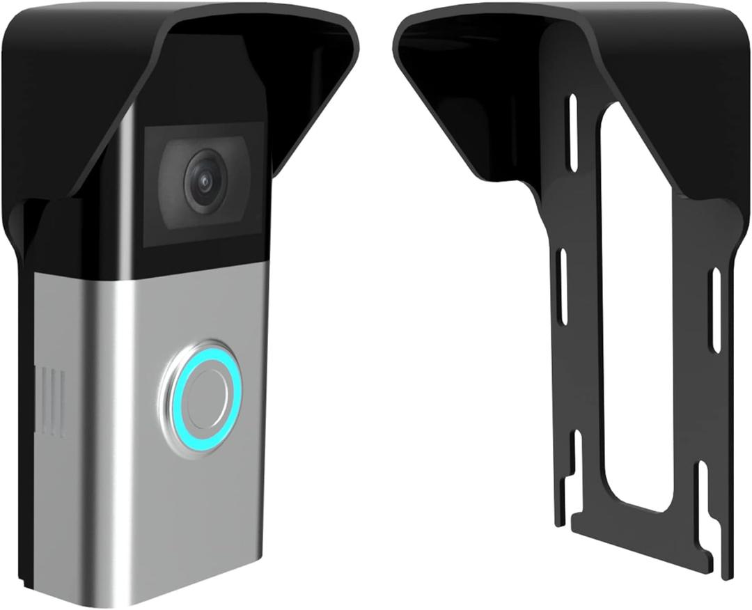 RingDoorbell 1/2/3/4 2nd Gen & 3 Plus Rain Sun Cover Hood Weather Shield Glare Protector No Drilling Needed, Black