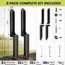 8 Pack Fence Post Repair Kit, Heavy Duty Steel Ground Spike Anchor for Fixing Leaning or Broken 4x4 & 6x6 Wood Posts, No Dig Drive-in Support for Yard, Garden & Fence