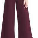 Tsful Wide Leg Pants for Women Trousers High Waisted Dress Pants Business Casual Summer Capris Stretch Pull On Work Slacks (Medium, Red)
