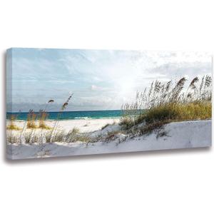 Beach Ocean Decor Wall Art Pictures for Bedroom Living Room Office Beach Wall Decor Ocean Decorations Framed Bathroom Paintings Canvas Wall Art Sunshine Sea Waves Artwork 30"X60"