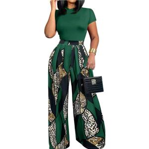HBQ Women 2 Piece Outfits Short Sleeve Top and Flowy Flare Pants Lounge Sets Tracksuit, XL