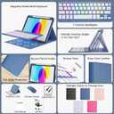 RAYMCRAFT for iPad 11th (A16, 2025) / 10th Generation Case with Keyboard, Mouse and Detachable Wireless Keyboard, 7-Color Backlight, Slim Case with Pencil Holder, Steel Blue