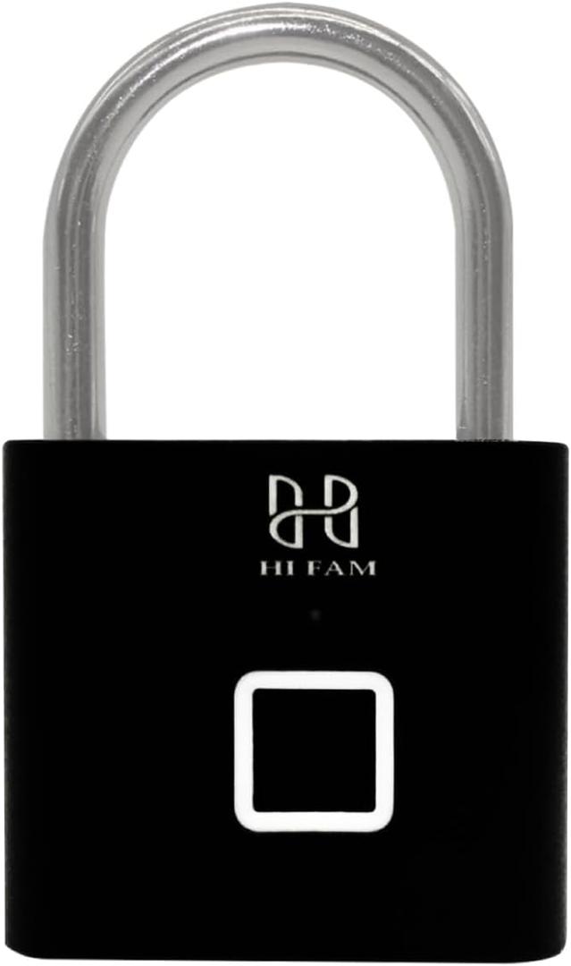 HIFAM Fingerprint Padlock, Keyless Biometric Gate Locks for Outdoor Fence Storage Gym, Smart Lock with USB Rechageable (Black)