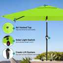 AreShark 6.5' x 10' Rectangular Patio Umbrella with Solar Lights, Solar Powered Lighted Market Umbrella w/Tilt and Crank, Outdoor Table Umbrella for Garden, Deck, Backyard, Pool, Apple Green