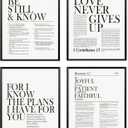 Locomiss Black and White Christian Wall Art Decor, Modern Bible Verse Prints, Minimalist Jesus Scripture Wall Decor, Inspirational Bible Posters for Bedroom Office Living Room, Set of 4 (8x10 Unframed)
