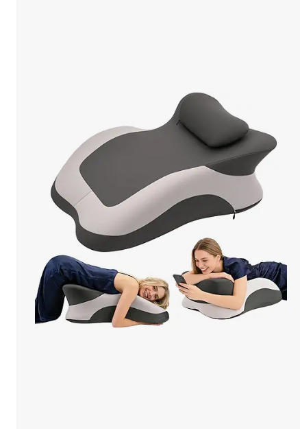 Memory Foam Ergonomic Wedge Pillow, Squat Pillow, Prone Pillow for Sleeping, Reading Pillow for Bed, Ideal for Massage, with Removable Cover, Back Support, Multi-Functional Memory Foam (Grey