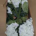 Daynight 4 Pcs Hydrangea Artificial Flowers Outdoor Silk Bouquets, UV Resistant Faux Hydrangeas Flowers for Table Vase Centerpieces Outside Party Wedding Baby Shower Home Outdoor Decor (4, White)