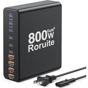 800W USB C Charging Station, 120W PD GaN5 Super Fast USB C Charger Block-10 Port, Type C for PC Laptop MacBook Pro/Air Charger Compatible with iPhone 17 16 15 14 13 12 Pro Max, iPad, Galaxy (Black)