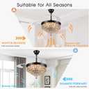 Ayaoty 48" Chandelier Ceiling Fan with Lights, Crystal Retractable Fandelier with 3 Color LED Dimmable, Reversible DC Motor, Modern for Bedroom, Living Room (Black