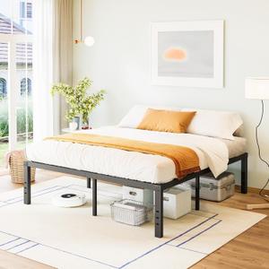 King-Size Bed-Frame / 18 Inch Metal Platform Bed Frame King/Reinforced Steel Slats Support/Heavy Duty Mattress Foundation/No Box Spring Needed/Easy Assembly/Noise Free/Black