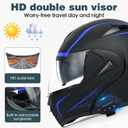 Motorcycle Bluetooth Modular Helmet, DOT Approved Dual Visor Full Face Flip Up Bluetooth Integrated Motorcycle Helmet for Adults Men and Women S