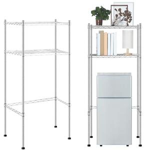 Threehoney 2 Tier Mini Fridge Shelf Over Fridge Storage Mini Fridge and Microwave Stand for College School Dorm Office Space Dorm Room Saver Supply, 18" D x 24" W x 52" H (Silver)