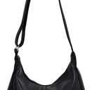 Hobo Bags for Women Vegan Leather Shoulder Purses for Women Slouchy Crossbody Tote Handbags with Adjustable Starp (Black)