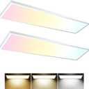 AIKVSXER 2PACK 1x4 LED Flat Panel Light Surface Mount LED Ceiling Light, 5500LM 50W TRIAC 10-100% Dimmable, 3000/4000/5000k Selectable, 120V Kitchen Ceiling Light Fixtures for Garage/Laundry White