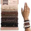8 PCS Boho Hair Ties, Bracelets Hair Ties for Thick or Thin Hair, 5 Styles Boho Ties for Ponytail Holders, 2.36’’ Hair Ties No-Damage, Neutral Color