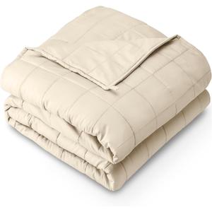 Bare Home Weighted Blanket Full or Queen Size 15lb (48" x 72") for Adults - All-Natural 100% Cotton - Premium Heavy Blanket Nontoxic Glass Beads (Sand, 48"x72")