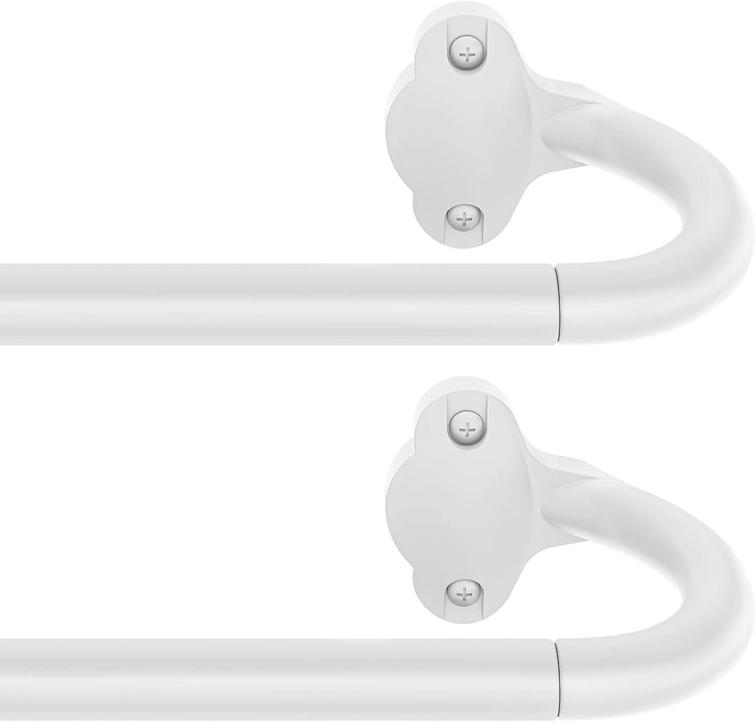 2Pack Wrap Around Curtain Rod 36 to 88 Inch(4-7 Feet), 5/8'' Adjustable Heavy Duty Blackout Drapery Rod, Curved Ceiling Mount Room Darkening Curtain Rods for Windows, White