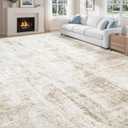 8x10 Area Rugs Washable Rug: Abstract Neutral Rugs Modern Non Slip Area Rug Stain Resistant Low Pile Indoor Carpet for Dining Room Bedroom Nursery Office