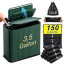 Bathroom Trash Can with Lid 13 Liter/ 3.5 Gallon Green Small Trash Can with Pop-Up Lid Bedroom Trash Can Small Garbage Can with 150 Counts Trash Bags for Small Bathroom Bedroom Office
