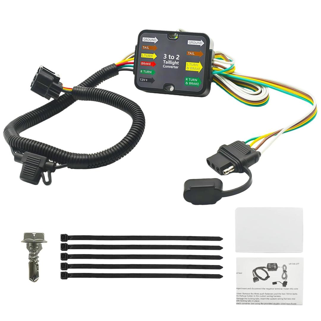 56420 4-Way Flat Trailer Wiring Harness Compatible with Hyundai Santa Fe 2019-2023, Santa Cruz 2022-2024, Palisade 2020-2023 & Kia Telluride 2020-2022, Carnival 2022-2024 Connector Towing Wiring Kit