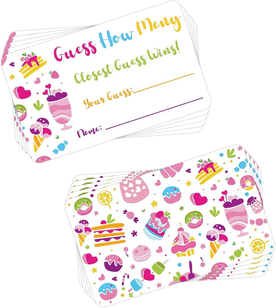 240 Pcs Candy Guessing Game Cards How Many in The Jar for Bridal Baby Shower Party Collection Birthday Gender Reveal Activities and Decorations 3.54 X 2 Inch (Multicolour)