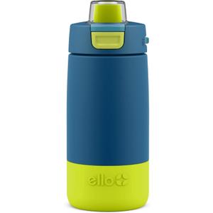 Ello Kids Colby 12oz Stainless Steel Insulated Water Bottle with Straw and Built-In Silicone Coaster Carrying Handle and Leak-Proof Locking Lid for School Backpack, Lunchbox, and Outdoor Sports