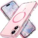 MILPROX Compatible with iPhone 16 Case - with Screen Protector - Compatible with MagSafe - Magnetic Clear Trasparent Design - Non Yellowing Anti Slip - All PC Protective Phone Cover - Pink