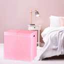 Simple Houseware Double Laundry Hamper with Lid and Removable Bags, Pink