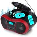 Boombox CD Player Portable, Portable CD Players for Home, Radio CD Player Stereo with AUX/USB/FM/Bluetooth, AC/Battery, Sleep Timer, Boom Box with Bluetooth Gift for Kids,Seniors,Home, Red