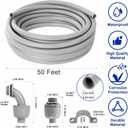 (1/2" Dia * 50 Feet) Yariwiz Flexible Electrical Conduit Liquid Tight PVC Conduit Kit with 5 PCS Coupling, 3 PCS Elbow and 10 PCS Strap, Sealtight Seal Flex Liquidtight Wire Outdoor Non Metallic Grey