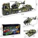 Big Green Military Truck Toy - 25.6 Large Semi Truck Toy with Helicopter and Tank - Army Toys with Sounds & Light, Friction Powered Cars Toys Birthday Gift for Kids Boys Girls 3 4 5 6 7 8