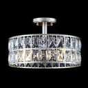 Crystal Drum Ceiling Light Brushed Nickel 14 Inch 3 Light Semi Flush Mount Farmhouse Fixture for Living Room Dining Room Bedroom Kitchen Island Hallway