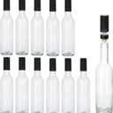 12 oz Glass Bottles With Cork Lids,Home Brewing Wine Bottles With Caps and Shrink Capsules,Clear Wine Making Bottle For Sparkling Wine,Kefir,Juice,Beverages,Leak Proof,Dishware Safe,12Pack