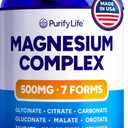 PurifyLife Magnesium Glycinate Complex for Women & Men with Vitamin D3 & B6, 60 Capsules