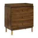 Babyletto Gelato 3-Drawer Changer Dresser with Over 10-Inch Drawer Depth and a Removable Changing Tray in Natural Walnut and Brushed Gold Feet, Greenguard Gold Certified
